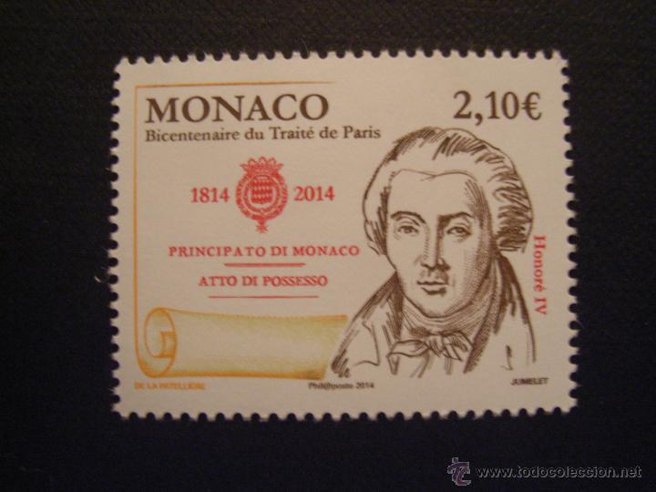 Sellos: MONACO  A&Ntilde;O 2014. BICENTENARIO DEL TRATADO DE PARIS - Foto 1