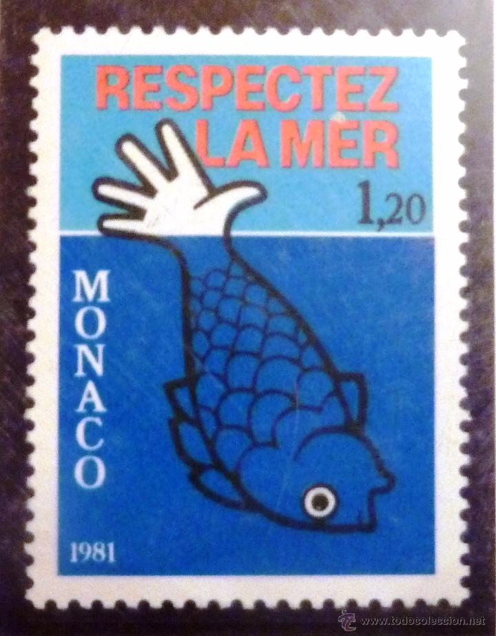 Sellos: SELLOS MONACO 1981. NUEVO. RESPETAD EL MAR. - Foto 1