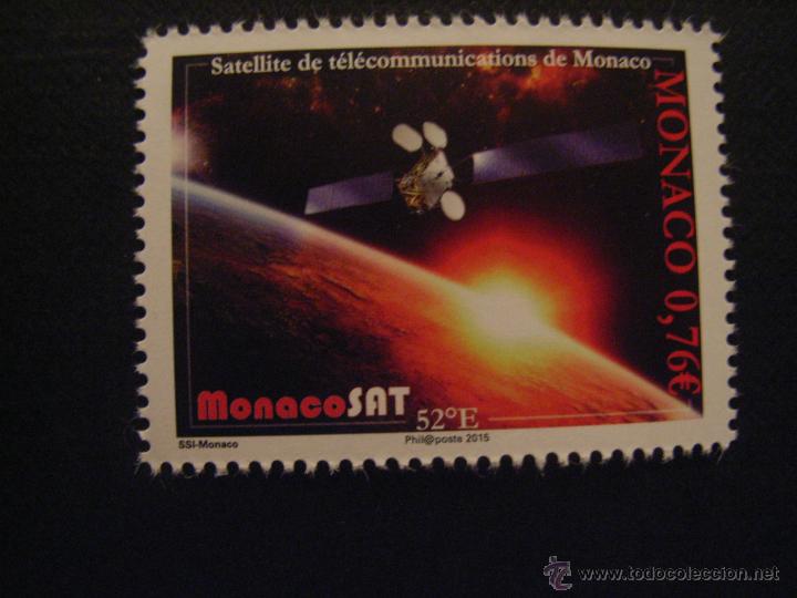 Sellos: MONACO  A&Ntilde;O 2015. SATELITE DE COMUNICACIONES MONACOSAT - Foto 1