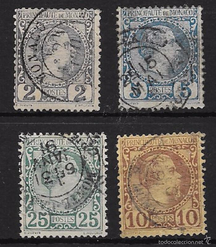 Sellos: M&Oacute;NACO YVERT 2-3-4-5 USADOS - Foto 1