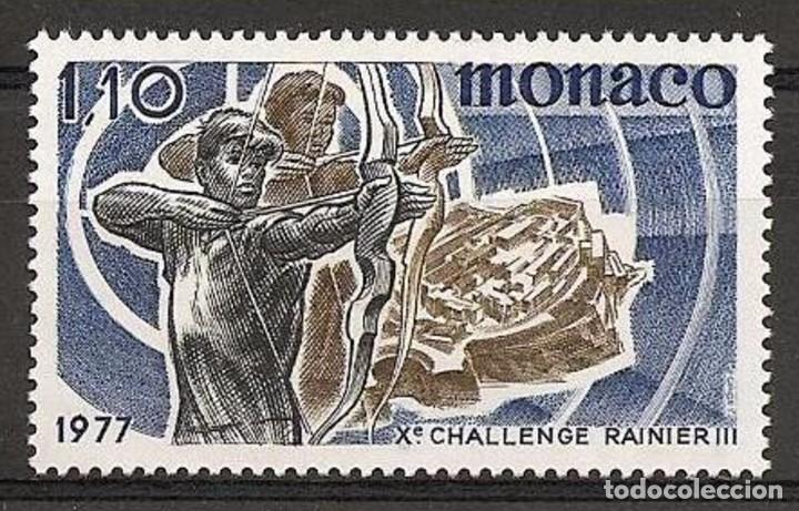 Sellos: MONACO 1977 - TIRO CON ARCO - YVERT N&ordm; 1095 - Foto 1