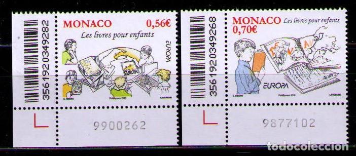 Sellos: MONACO 2010 - EUROPA 2 VALORES - CON CODIGO DE BARRAS** - Foto 1