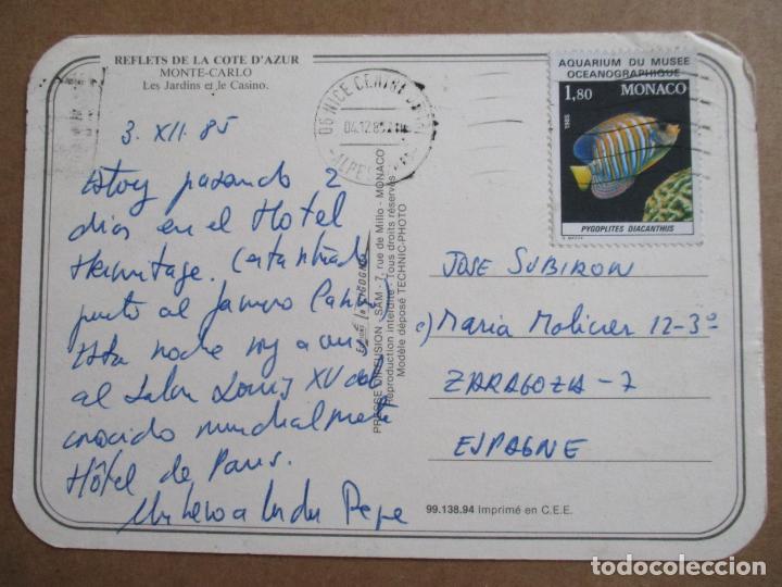 Sellos: tarjeta postal circulada 1985 DE MONACO A ZARAGOZA - Foto 1