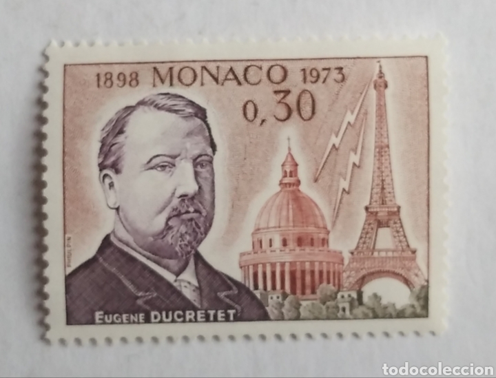 Sellos: Sello 921 M&oacute;naco centenario eugene ducretet a&ntilde;o 1973 nuevo - Foto 1