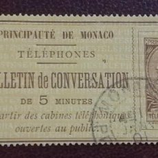 Sellos: ANTIGUO BILLETE DE CONVERSACION TELEFONICA 50 CENTIMOS, MONACO AÑO 1901