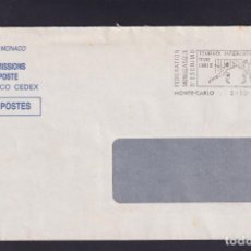 Sellos: -MONACO, MATASELLOS RODILLO 2/10/1987, TORNEO INTERNACIONAL DE ESGRIMA, DEPORTE. Lote 311737168