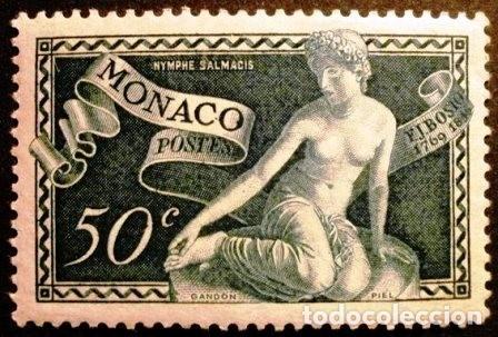 Sellos: 1948 M&Oacute;NACO. La Ninfa de Salmacis - Foto 1