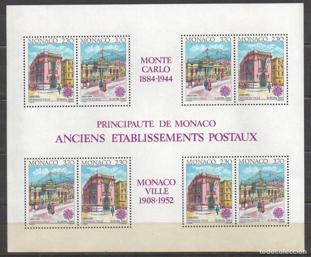 Sellos: Monaco Ivert Hoja Bloque n&ordm; 49, Europa 1990, edificios de Correos, nuevo*** - Foto 1