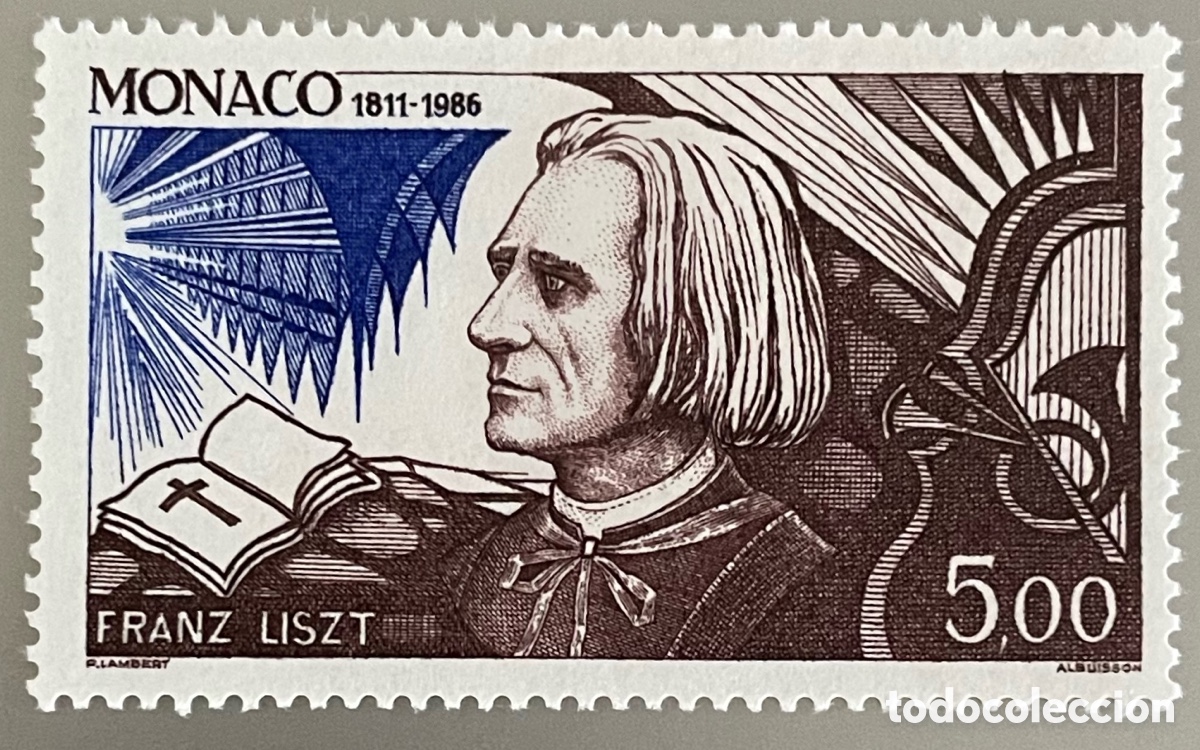 Sellos: Monaco. Compositor Franz Liszt. 1986 - Foto 1