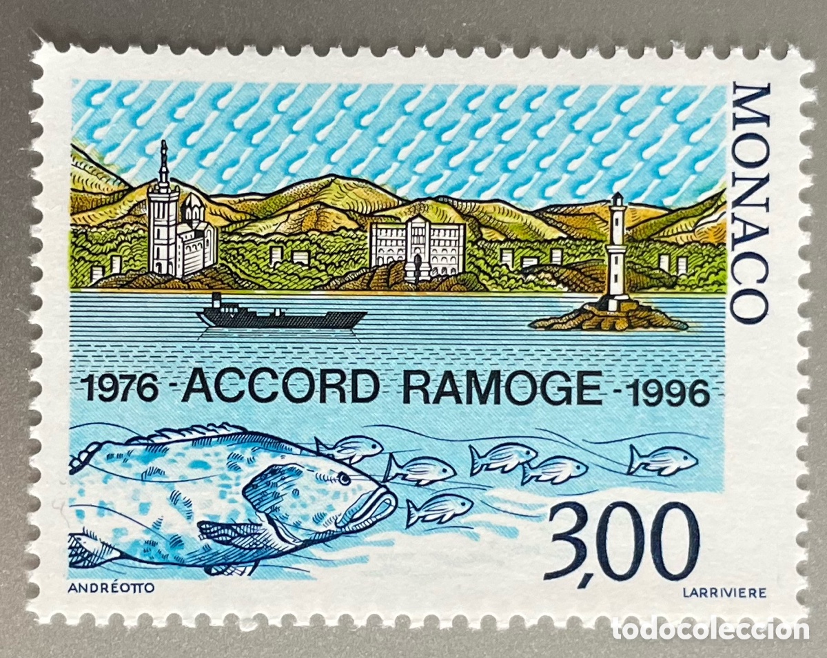 Sellos: Monaco. RAMOGE. Protecci&oacute;n del Mediterraneo. 1996 - Foto 1