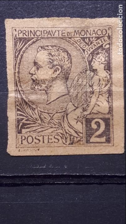 Sellos: M&Oacute;NACO . A&Ntilde;O 1891-94 (*).YVERT 12a sin dentar. - Foto 1