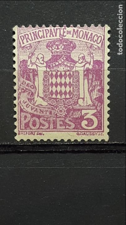 Sellos: M&Oacute;NACO. A&Ntilde;O 1924-33. *. YVERT 74A - Foto 1