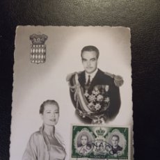 Sellos: MÓNACO 1956 - POSTAL DE LA BODA DEL PRÍNCIPE RAINIERO Y GRACE KELLY-SIN CIRCULAR