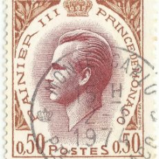 Sellos: ❤️ SELLO ”PRINCE RAINIER III”, 1969, MÓNACO, HOMBRES, 0,50 FRANCO MONEGASCO ❤️