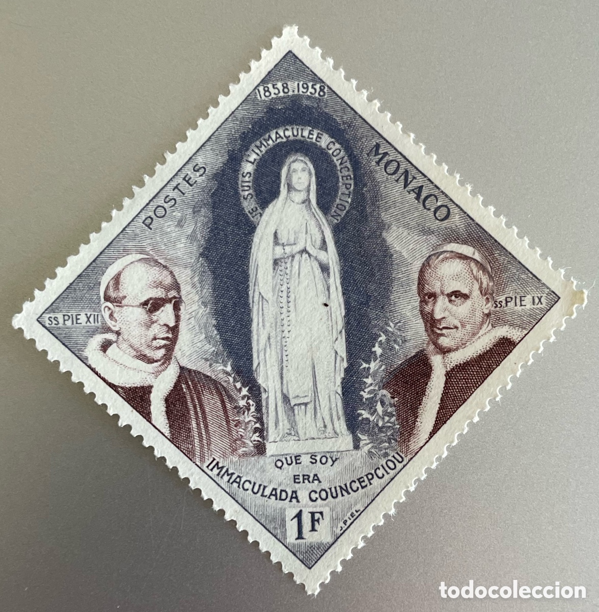 Sellos: Monaco. Apariciones de Lourdes. 1958 - Foto 1