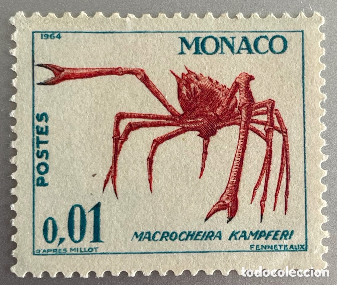 Sellos: M&oacute;naco. Vida marina. 1964 - Foto 1