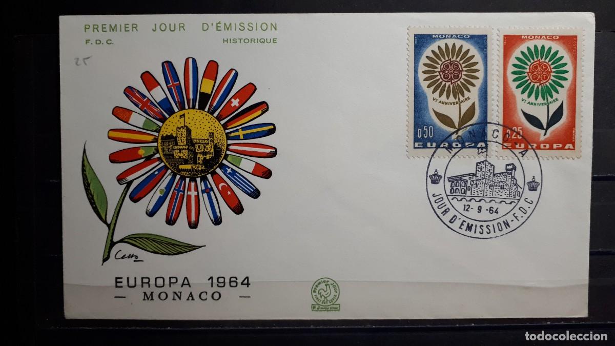 Sellos: M&Oacute;NACO . A&Ntilde;O 1964. SOBRE PRIMER DIA - Foto 1