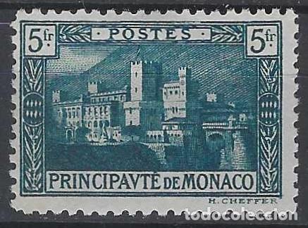 Sellos: M&Oacute;NACO 1922 - EL PALACIO REAL, AZUL - MH* - Foto 1