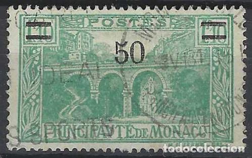 Sellos: M&Oacute;NACO 1934 - VIADUCTO DE SANTA DEVOTA, SOBRECARGADO - USADO - Foto 1