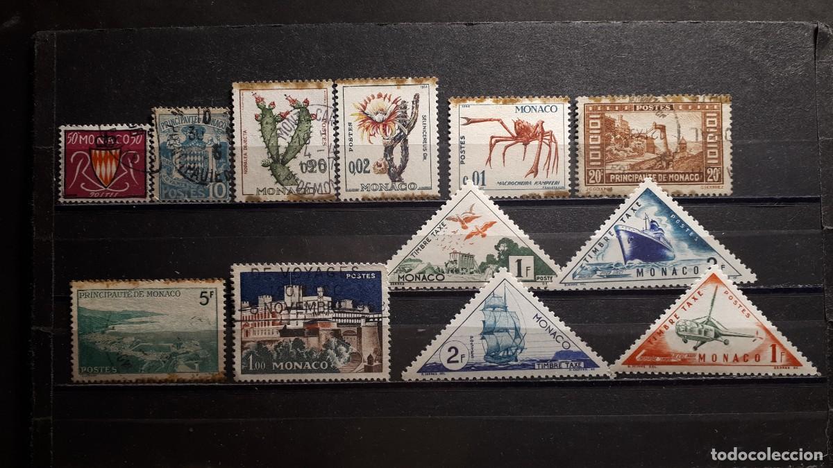 Sellos: M&Oacute;NACO. **/&deg;. Lote de 12 sellos a catalogar - Foto 1