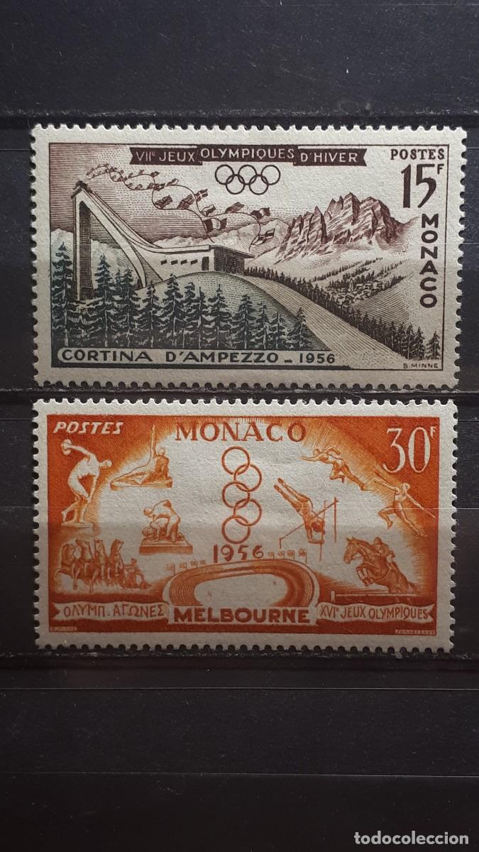 Sellos: M&Oacute;NACO. A&Ntilde;O 1956. *. YVERT 442/3 - Foto 1