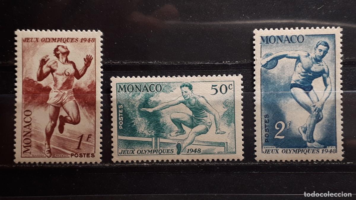 Sellos: M&Oacute;NACO. A&Ntilde;O 1948. *. YVERT 319/21 - Foto 1