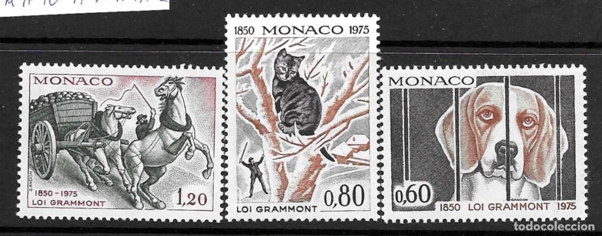 Sellos: MONACO 1975**- -JACQUES DELMAS- PROMOTOR DE LA LEY CONTRA MALTRATO ANIMAL- SERIE
