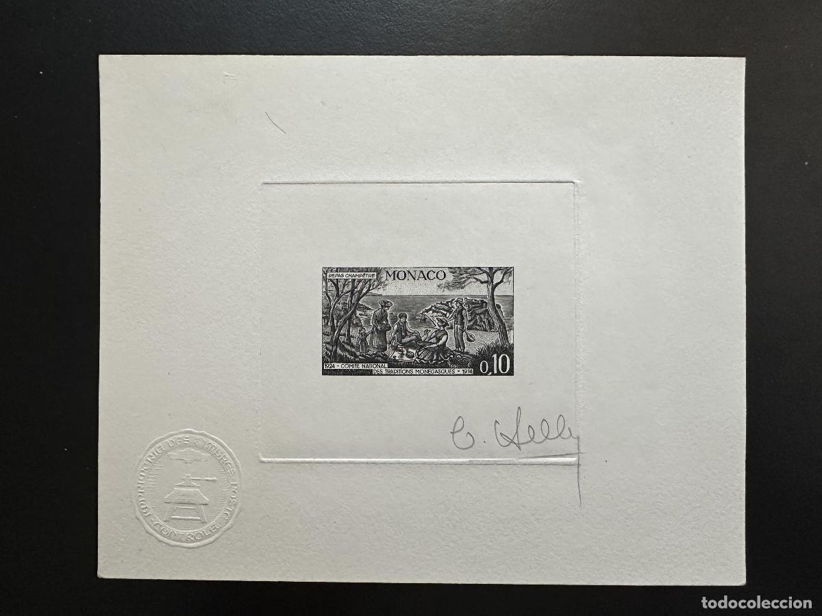 Sellos: M&oacute;naco 1973 YT 939 Prueba artista Comit&eacute; Tradiciones monegascas Comida campestre
