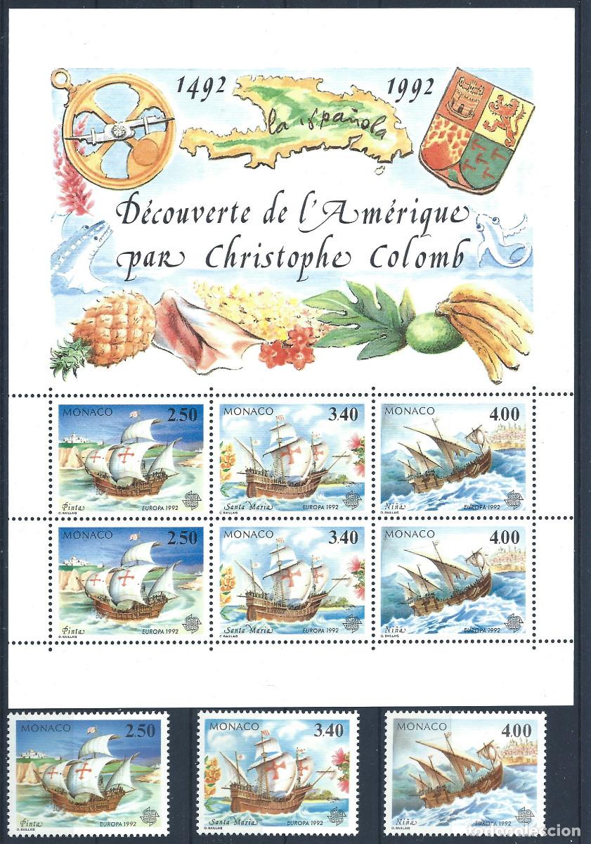Sellos: Monaco N&deg;1825/27 + Bloc 57** (MNH) 1992 - Europa &rdquo;Christophe Colomb&rdquo;