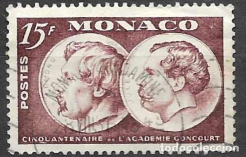 Sellos: MONACO-1951 - USADO- 50 ANIVERSARIO DE LA ACADEMIA EDMON I JULES GONCOURT