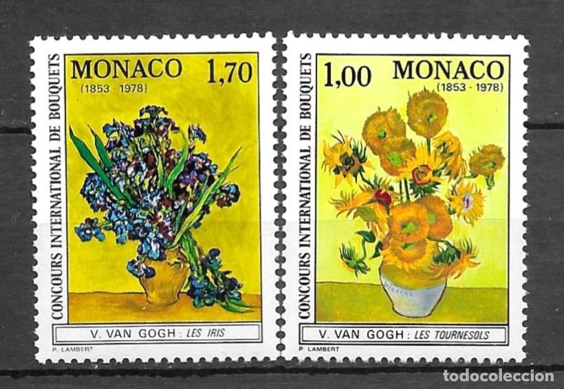 Sellos: MONACO-1978 **- FERIA FLORAL DE MONTECARLO- ANIVERS, NACIMIENTO VINCENT VAN GOGH