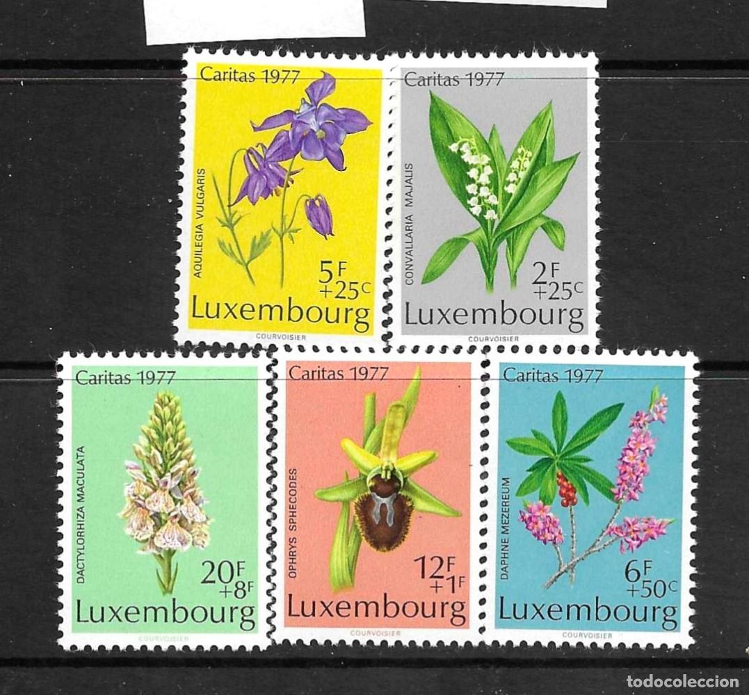 Sellos: LUXEMBURGO-1977**- CARITAS - ORQUIDEAS- SEIE COMPLETA