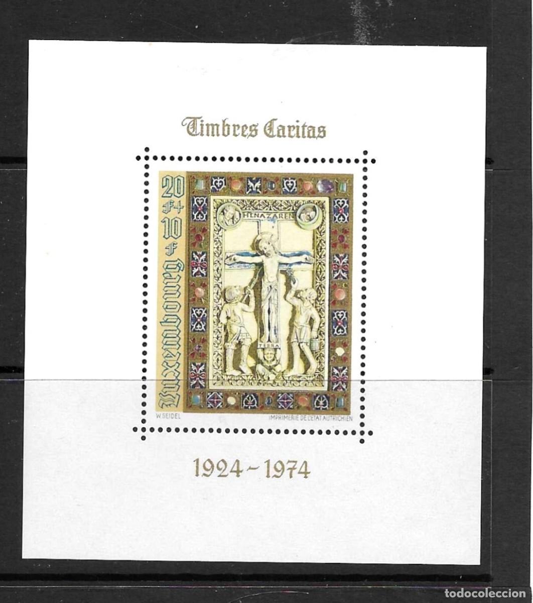 Sellos: LUXEMBURGO-1974**- HOJITA- 50 ANIVERSARIO DE LAS EMISIONES DE CARITAS