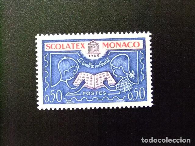 Sellos: L 149 MONACO 1963 /SCOLATEX &rdquo; EXPOSICION INTERNACIONAL - PHILATELIE EDUCATIVE / YVERT 617 MNH