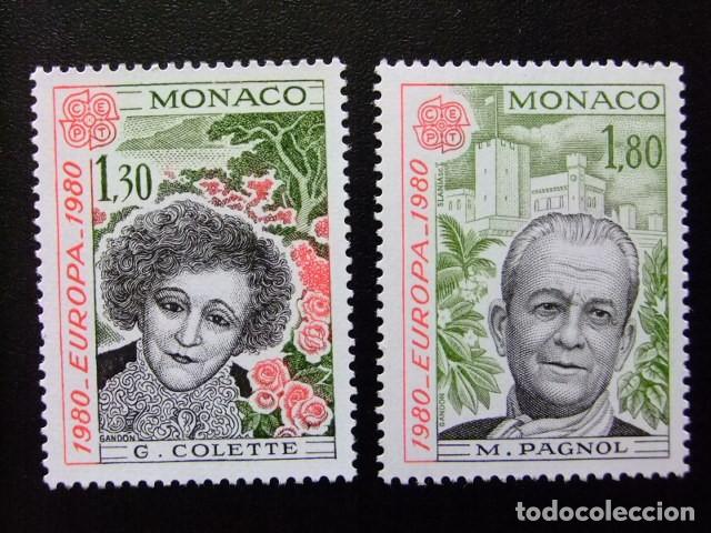 Sellos: L 149 MONACO 1980 / EUROPA CEPT - SIDONIE-GABRIELLE COLETTE y MARCEL PAGNOL / YVERT 1224 / 1225 MNH