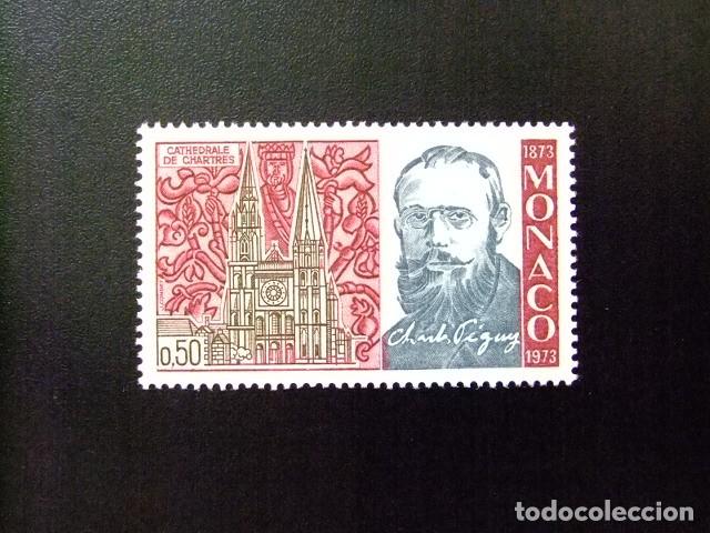 Sellos: L 149 MONACO 1973 / CATEDRAL de CHARTRES y CHARLES PEGUY / YVERT 925 MNH