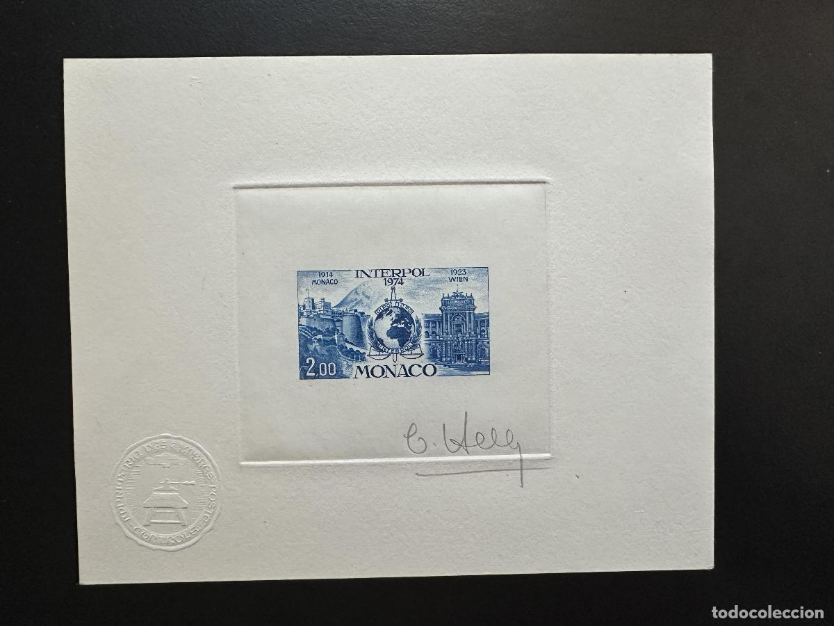 Sellos: M&oacute;naco 1974 YT 966 Prueba de artista Interpol Polic&iacute;a M&oacute;naco Viena