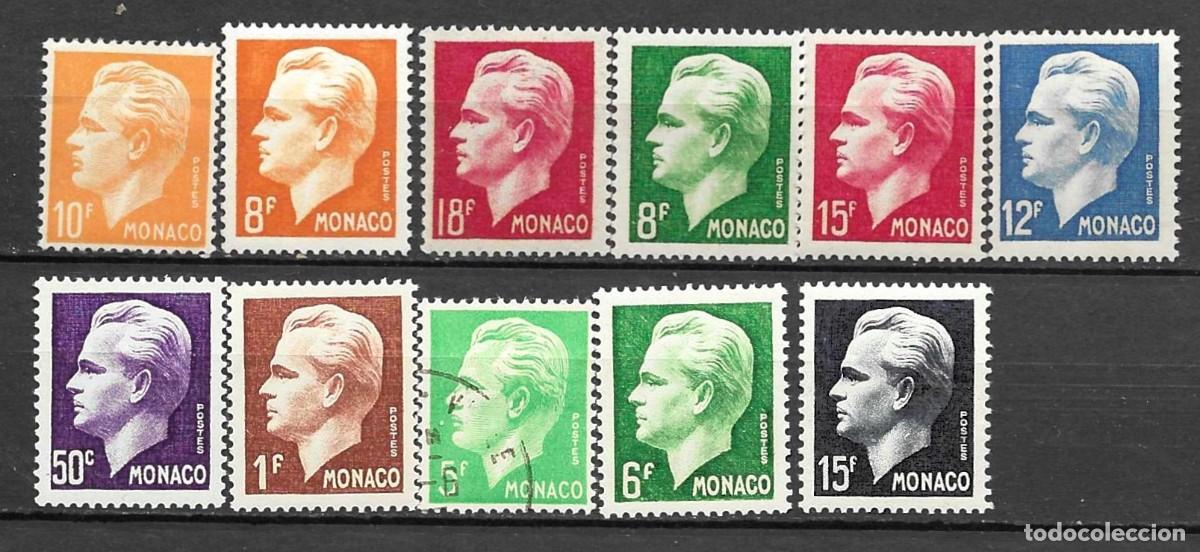 Sellos: MONACO-1950/51- NUEVOS C/FIJASELLO- I SELLOS USADO SERIE COMPLETA-PRINCIPE RAINIERO