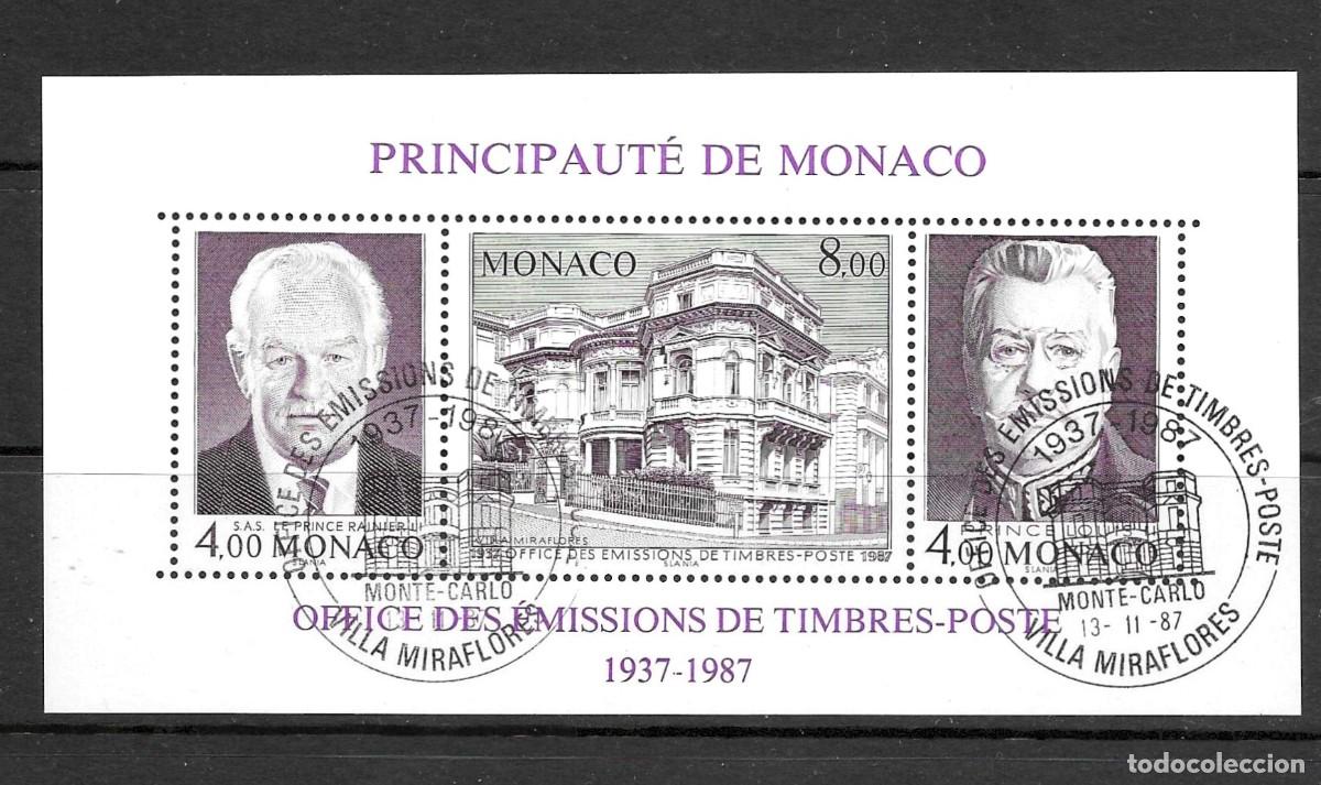 Sellos: MONACO-1987- NUEVO CON MATASELLO- HOJITA- L ANICERSARIO OFICINA NACIONAL EMISIONES DE SELLOS
