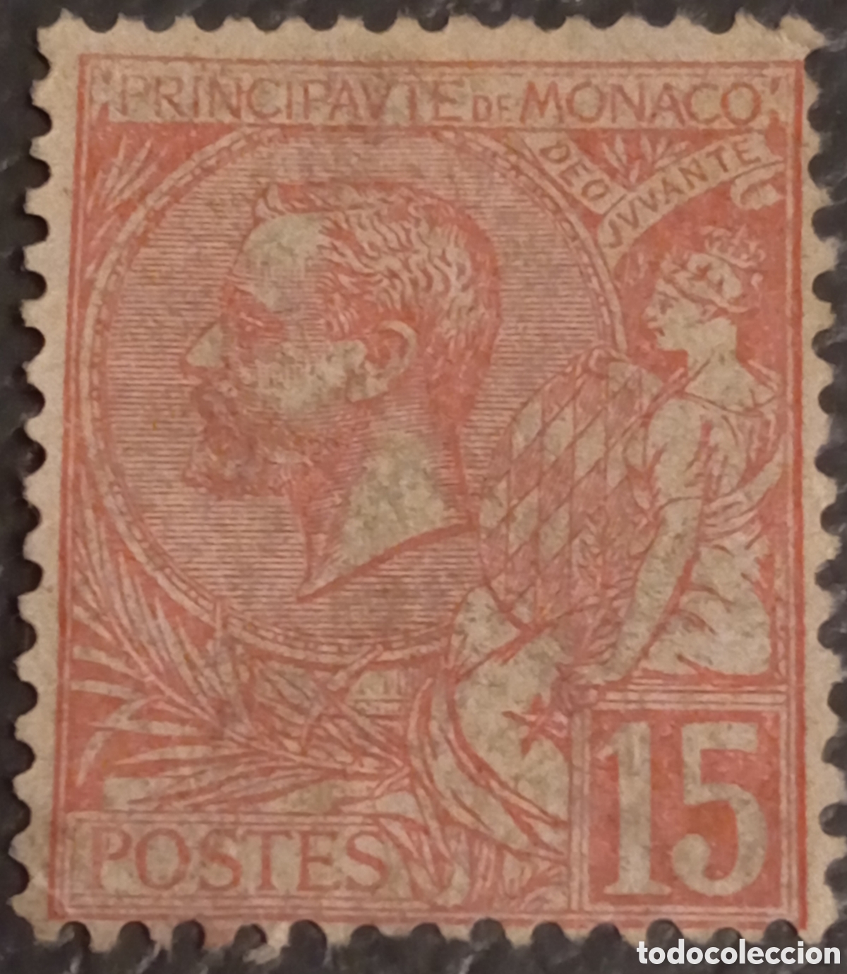 Sellos: M&oacute;naco 1891 - Pr&iacute;ncipe Alberto I - 15c Rosa - Yvert n&ordm; 15 - MH - Papel fino