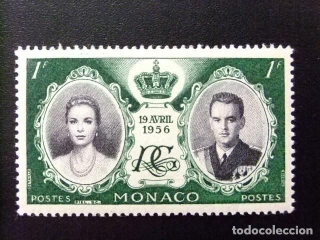 Sellos: 107 MONACO 1956 / BODA de CAROLINA y RAINER III / YVERT 473 MH