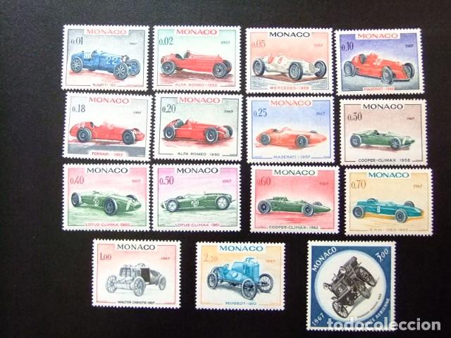 Sellos: 107 MONACO 1967 / XXV GRAN PREMIO AUTOMOVIL en MONACO / YVERT 708 / 721 + PA 91 MNH