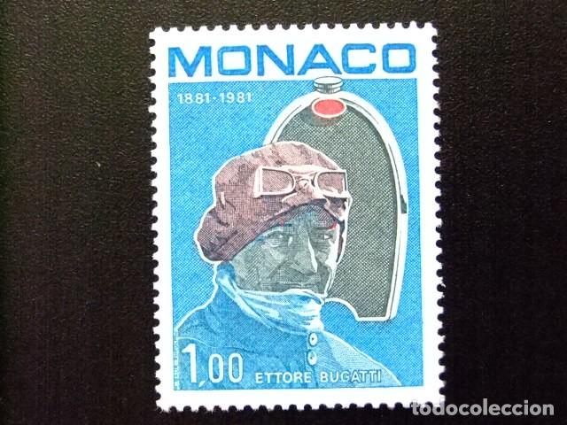 Sellos: 107 MONACO 1981 / ETTORE BUGATTI 1882 1947 CONSTRUCTOR de AUTOMOVILES / YVERT 1290 MNH