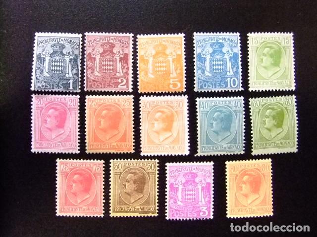 Sellos: 107 MONACO 1924 / LOTE de SELLOS de la SERIE ESCUDOS y PRINCIPE LUIS II / YVERT 73 / 93 (*) incom.