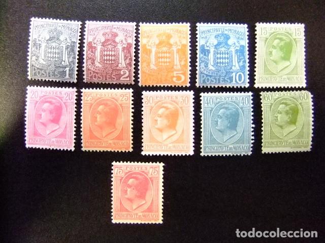 Sellos: 107 MONACO 1924 / SERIE ESCUDOS y PRINCIPE LUIS II / YVERT 73- 78 +81+82+84+89+91 (*) incom.