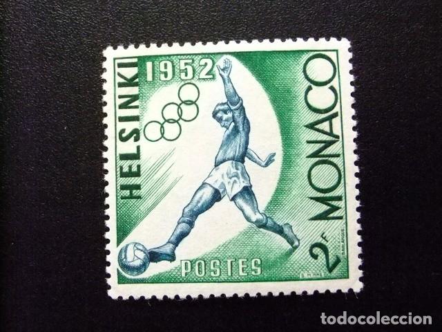 Sellos: 107 MONACO 1953 / JUEGOS OLIMPICOS HELSINKI - FOOTBALL / YVERT 387 MH