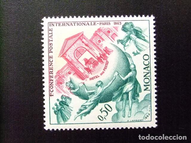 Sellos: 107 MONACO 1963 / CENTENARIO de PRIMERA CONFERENCIA POSTAL INTERNACIONAL en PARIS / YVERT 615 MNH