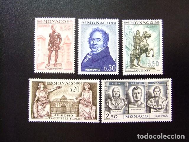 Sellos: 107 MONACO 1968 / BICENTENARIO del NACIMIENTO del ESCULTOR J. F. BOSIO / YVERT 764 / 768 MNH
