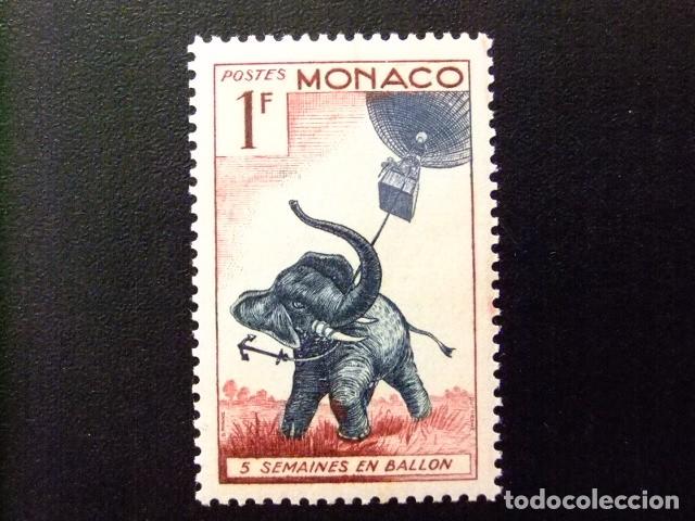 Sellos: 107 MONACO 1955 / 6 SEMANAS en BAL&Oacute;N de JULIO VERNE / YVERT 427 MNH