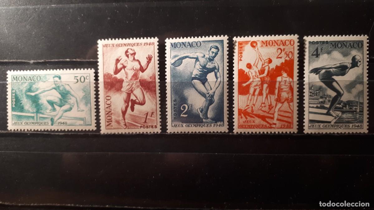 Sellos: M&Oacute;NACO. A&Ntilde;O 1948. **. YVERT 319/23 - Foto 1